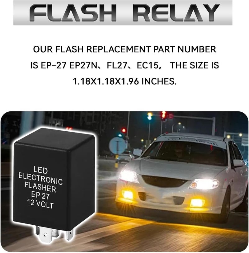QQWD 5 Pin Flasher Relay for Fix Turn Signal Bulbs Hyper Flash Issue, FL27 EP27 Led Flashers Relay for Turn Signals Bulbs, Compatible with Ford Dodge Chevrolet Lincoln Mazda Mercury （Black - Image 3
